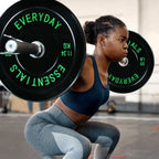 370 Lb Olympic Rubber Bumper Weight Plate Set with 2” Steel Hub Inserts
