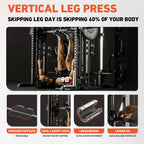 Smith Machine, All-In-One Power Rack Cage with Vertical Leg Press, 2000LBS Power Cage Squat Rack with Smith Bar, Dual Pulley Cable Crossover System for Home Gym with Weight Bench