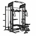 Smith Machine, All-In-One Power Rack Cage with Vertical Leg Press, 2000LBS Power Cage Squat Rack with Smith Bar, Dual Pulley Cable Crossover System for Home Gym with Weight Bench