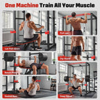 Power Cage,1200Lbs Multi-Function Power Rack with Adjustable Cable Crossover System Weight Cage for Home Gym,Red