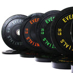 370 Lb Olympic Rubber Bumper Weight Plate Set with 2” Steel Hub Inserts