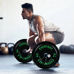 370 Lb Olympic Rubber Bumper Weight Plate Set with 2” Steel Hub Inserts