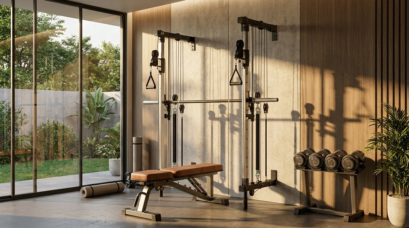 Folding Wall-Mounted Smith Machine — Lifestyle